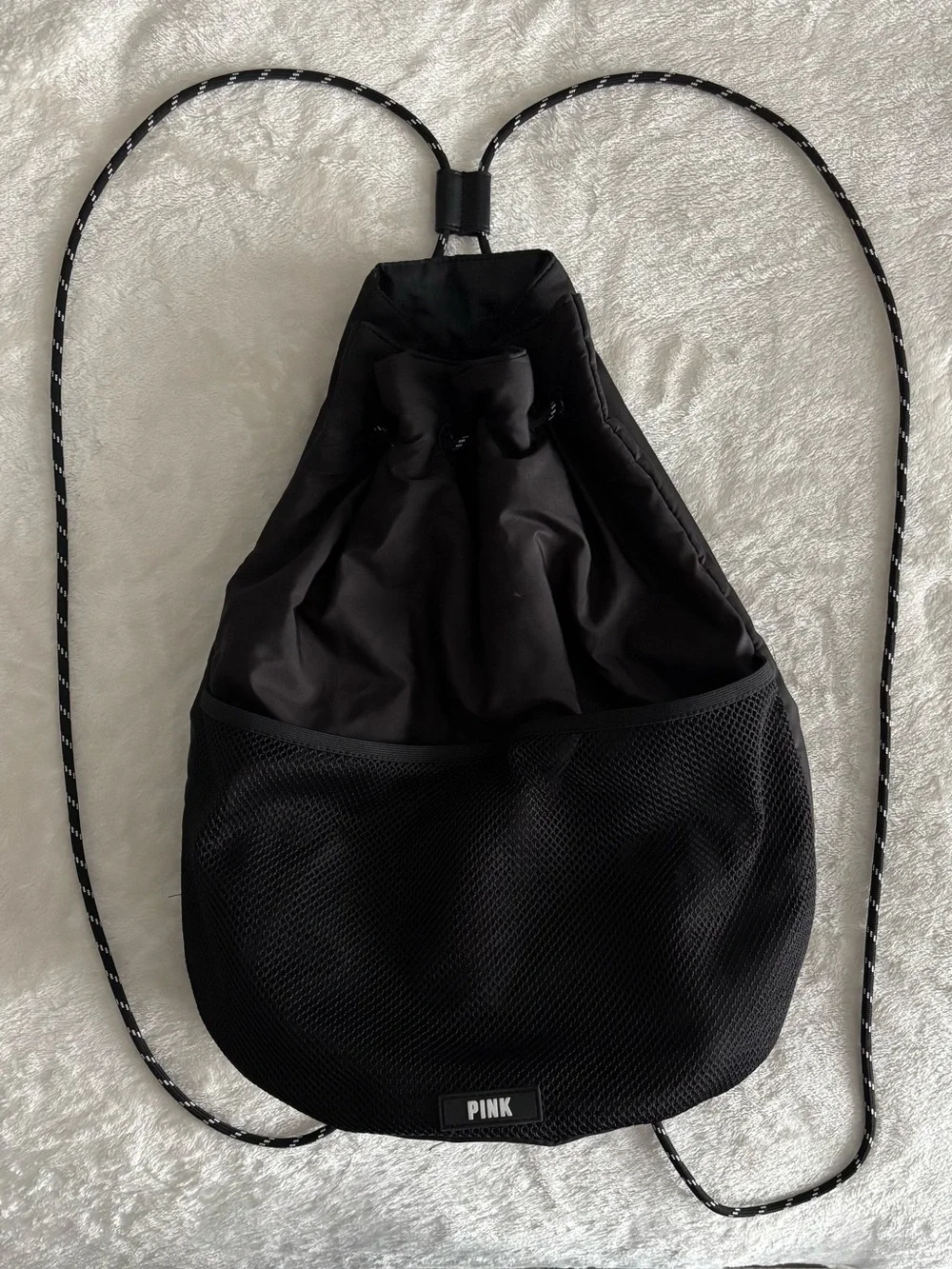 PINK Victoria's Secret Black Drawstring Mesh Backpack